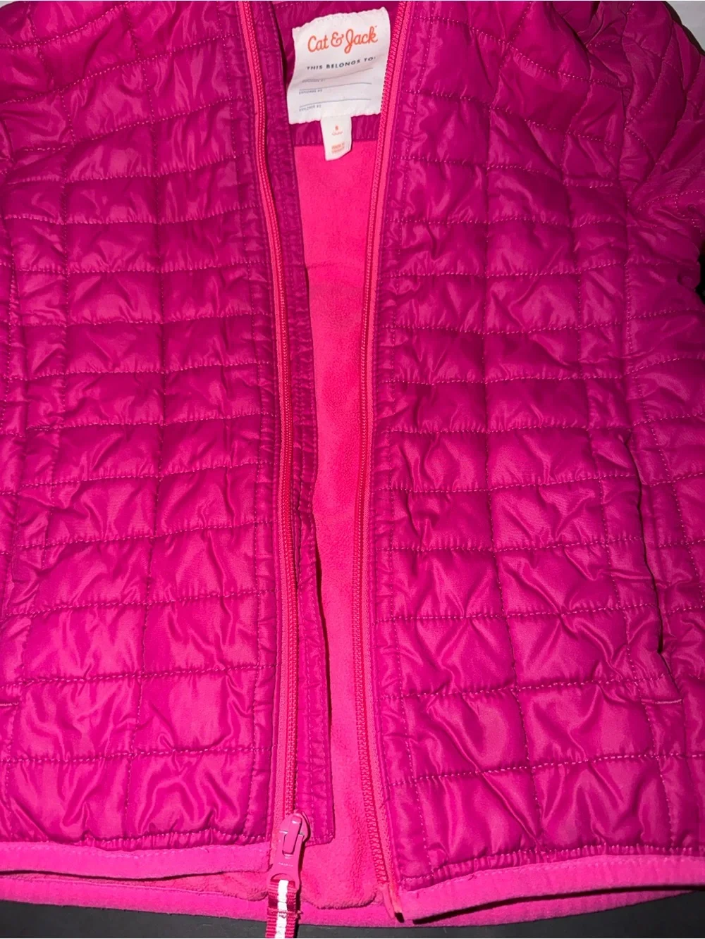 Cat & Jack Quilted Hooded Puffer Jacket - Hot Pink